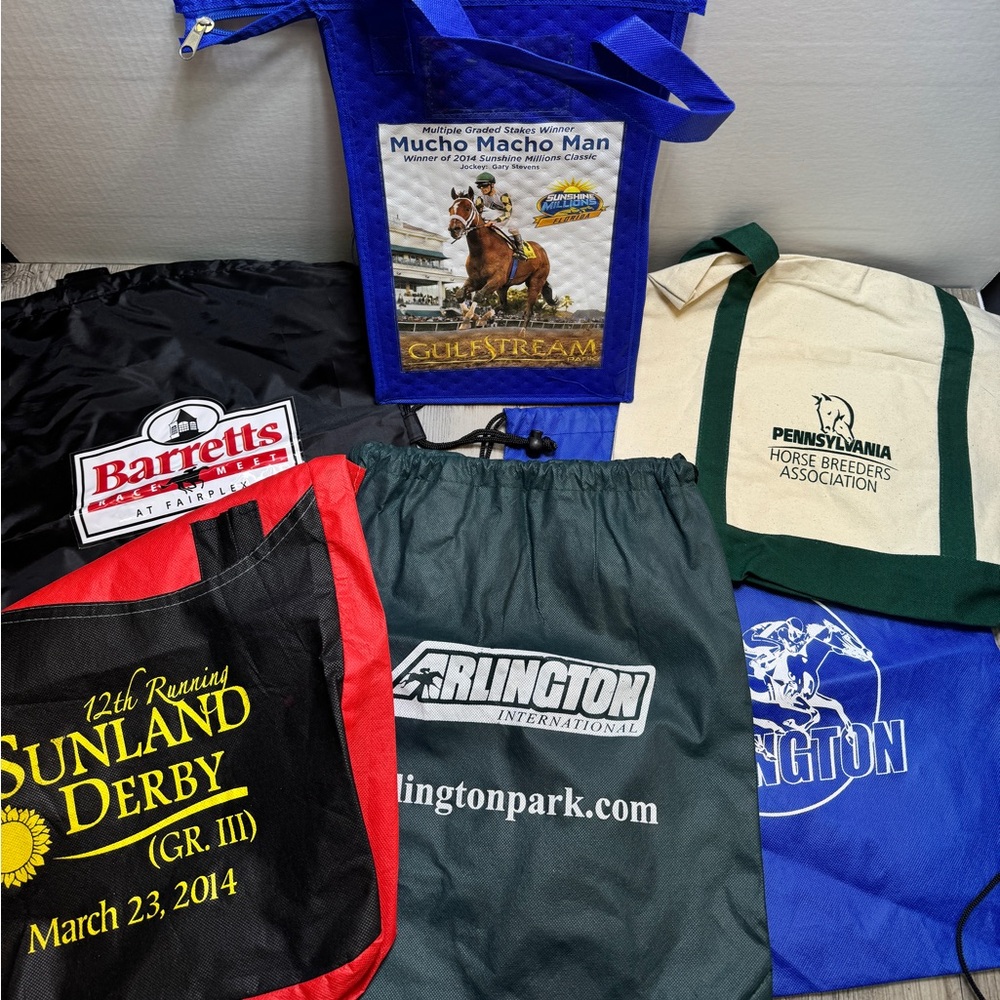 Collectors bags featuring various American horse racing & Breeder events